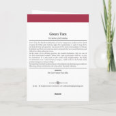 Carte CARDEZ Tara vert - avec l'explication et (Dos)