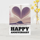 Carte cardiaque papier premier anniversaire (Fleur jaune)