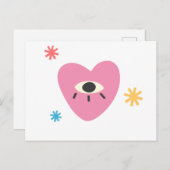 Carte cardiaque rose (Devant / Derrière)