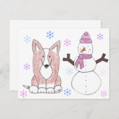 Carte Cardigan Welsh Corgi & Snowman (Devant / Derrière)