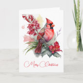 Carte Cardinal Arbre de Noël Watercolor (Devant)
