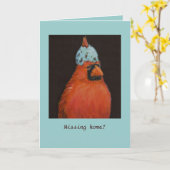 Carte Cardinal avec casquette d'oeuf, Manquant de la mai (Fleur jaune)