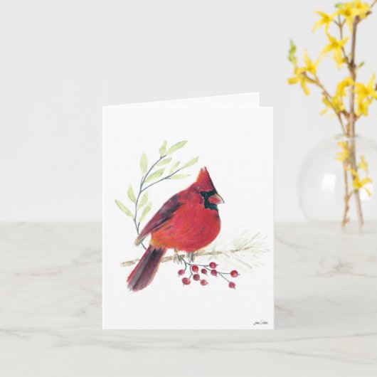 Carte Cardinal Berries Card (Fleur jaune)