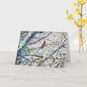 Carte Cardinal Bird SnowTree Art Note Card (Fleur jaune)