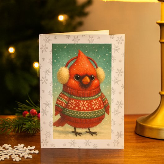 Carte Cardinal Capriceux en Cache-Oreilles de Noël 