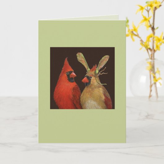 carte cardinal couple (Fleur jaune)
