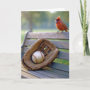 Carte Cardinal d'anniversaire avec une balle de baseball