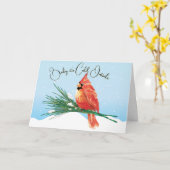 Carte Cardinal dans la neige Noël solitaire (Fleur jaune)