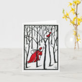 Carte Cardinal de la coupe de bois et Saint Nick (Fleur jaune)