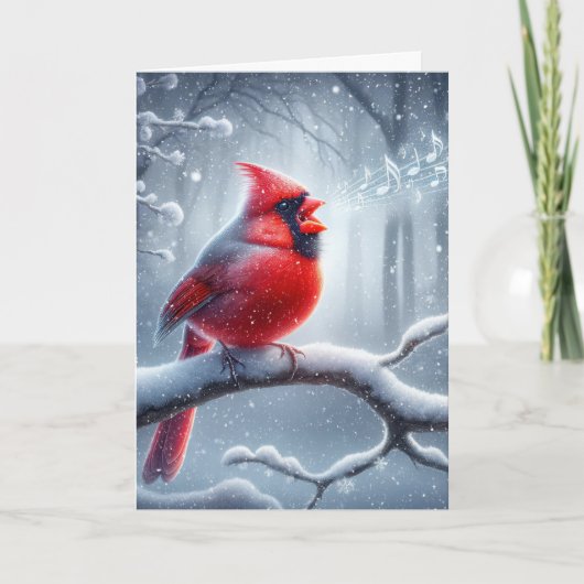 Carte Cardinal De Noël Dans Les Snowflakes (Devant)