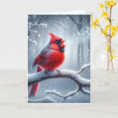 Carte Cardinal De Noël Dans Les Snowflakes (Fleur jaune)