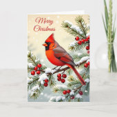 Carte Cardinal de Noël sur une branche enneigée (Devant)