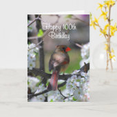 Carte Cardinal féminin 100e anniversaire (Fleur jaune)