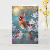 Carte Cardinal masculin en fleurs de cerisiers au clair (Fleur jaune)