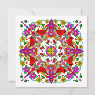 Carte Cardinal personnalisé et fleurs Mandala Anniversai