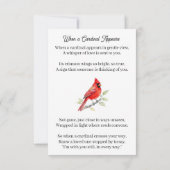 Carte Cardinal Poem Memorial Keepsake  (Dos)