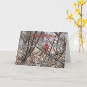 Carte Cardinal Rouge, Anniversaire Qu'Il Brille (Fleur jaune)