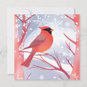 Carte Cardinal rouge   Belle peinture à l'aquarelle