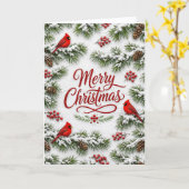 Carte Cardinal Rouge enneigé Noël Épigée (Fleur jaune)