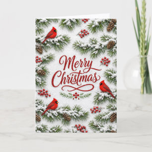 Carte Cardinal Rouge enneigé Noël Épigée