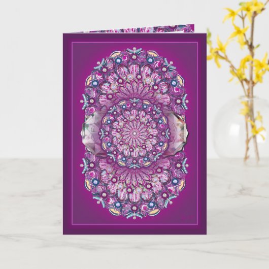 Carte Cardinal rouge Rosace (Fleur jaune)