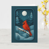 Carte Cardinal sous la Lune dans la Forêt d'Hiver (Fleur jaune)