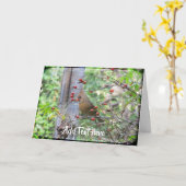 Carte Cardinal sur branches de Berry en hiver (Fleur jaune)