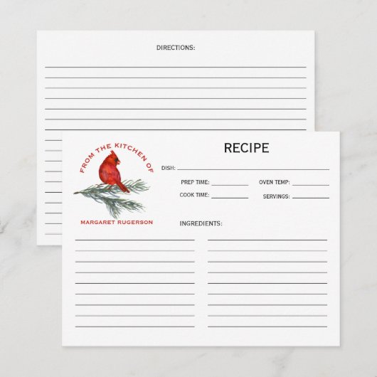 Carte Cardinal sur la branche de pin de la cuisine de (Devant / Derrière)