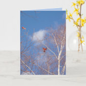 Carte Cardinaux d'hiver (Fleur jaune)