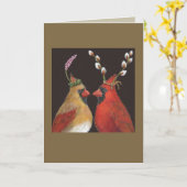 Carte Cardinaux du printemps (Fleur jaune)