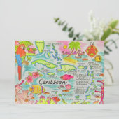 Carte  Caribbean Islands 5x7 Map Big Postcard (Debout devant)