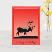 Carte Caribou au coucher du soleil - Art original de la (Fleur jaune)