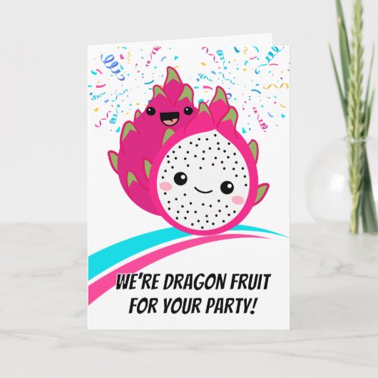 Carte Caricature à base de dragon de fruits RSVP (Devant)