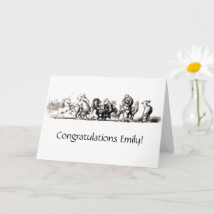 Carte Caricature animale Unicorne Elephant Lion Zoo