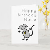 Carte Caricature Art Déco Carton Rat Funny (Fleur jaune)