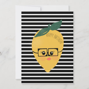 Carte Caricature au citron jaune mignon humoristique