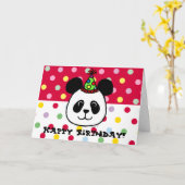 Carte Caricature Big Face Panda Anniversaire (Fleur jaune)