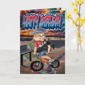 Carte Caricature BMX (Fleur jaune)