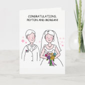 Carte Caricature Couple Wedding Day Félicitations (Devant)