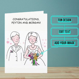 Carte Caricature Couple Wedding Day Félicitations