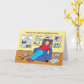 Carte Caricature Covid 19 Home Schooling (Fleur jaune)