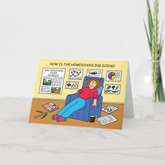 Carte Caricature Covid 19 Home Schooling (Devant)