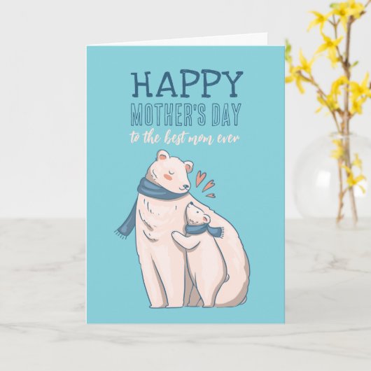 Carte Caricature d'animal d'ours polaire mignonne Bonne (Fleur jaune)