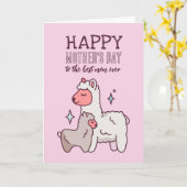 Carte Caricature d'animal mignonne Alpaca Joyeuse fête d (Fleur jaune)