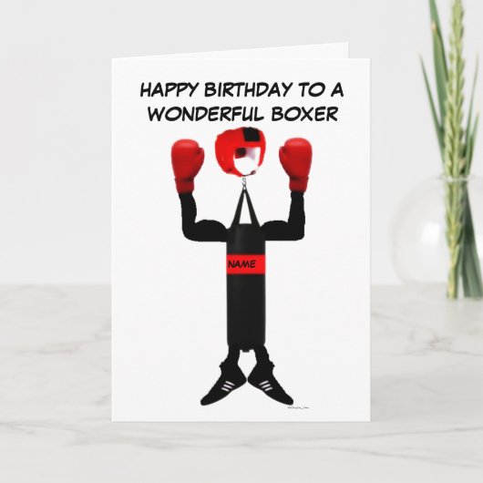 Carte Caricature d'anniversaire Boxer (Devant)