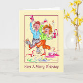 Carte Caricature d'anniversaire d'une fête de couple (Fleur jaune)