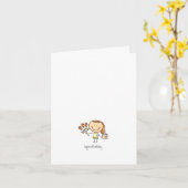 Carte Caricature D'Art De Cute Line De Son Anniversaire (Fleur jaune)