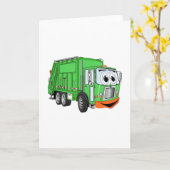 Carte Caricature de camion à ordures souriante (Fleur jaune)