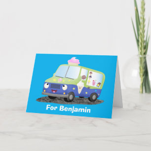 Carte Caricature de camion de glace joli