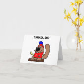 Carte Caricature de castor de hockey en Chemise Feuille (Fleur jaune)